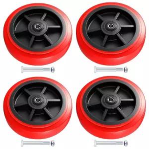 8 캐스터 휠 폴리우레탄 세트 4개 하중 5000파운드 표면 TPE 듀얼 볼 베어링 헤비 듀티 교체 플랫베드 카트