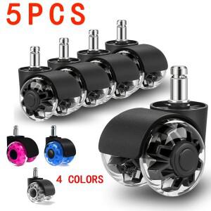 5개 2인치 헤비듀티 그레이 PU 무소음 회전식 스템 캐스터  사무실 의자 및 게임용 부드럽고 내구성 있는