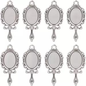 써니클루 1박스 50개 미러 참스 미니 티베트 앤티크 실버 합금 메탈 빈티지 작은 30mm 당글 펜던트 주얼리