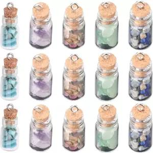 써니클루 1박스 30개 미니 유리병 부적 목걸이 소원 병 작은 항아리 보석 표류 코르크 마개 장식 제작