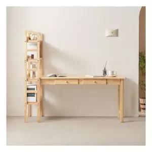 몬타 1680 고무나무 원목 h형 4단 컴퓨터 책상 책장 데스크