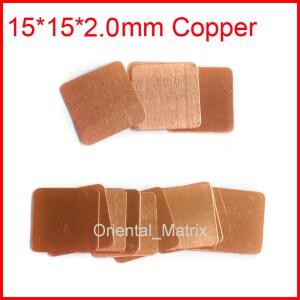 구리 쿨러 방열판  열 냉각 심  그래픽 패드 15x15x2.0mm  20 개