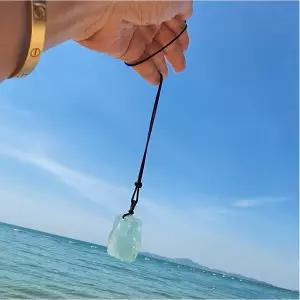 꾹상점2  세련 목걸이 블루 스톤 팬던트 끈 아쿠아마린