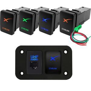 12V 3A 스타링크 GPS 푸시 스위치 패널 온/오프 UHF RJ45 블루 LED 프라도 힐럭스 4러너 랜드 크루저 토요