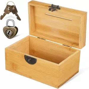 가넥 빈티지 보물 보관함 자물쇠가 달린 홀더 케이스 상자 장식 나무 돼지 저금통 정리함 가정용