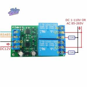 12V DC 2ch RS485 Modbus RTU 릴레이 모듈 UART 직렬 포트 전원 스위치 PLC 출력 확장 보드 전동 FW 및 BW