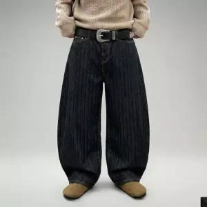 스트 데님 생지 헤링본 청바지 워크 커브드 벌룬 SML