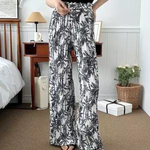 [제이커머스]뱀부 패턴 플리츠 프릴 여자 와이드 밴딩 팬츠 바지 여성바지 여성팬츠 여성밴딩바지 여자편한