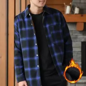 데일리 남성 체크 블루 오버핏 아우터 셔츠자켓