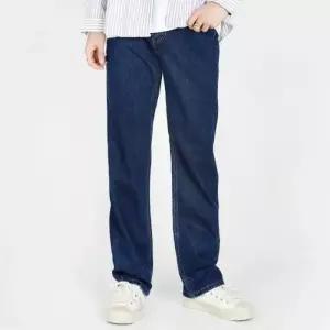 청바지 HSSM 2007 슬림핏 일자청바지 중청 남성 탄탄 남성와이드진청청바지 남자겨울