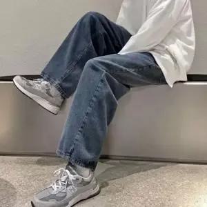 니트 일자 심플 기모 데님팬츠 와이드핏 팬츠 남성 골덴 캐주얼 방한 청 와이드 겨울