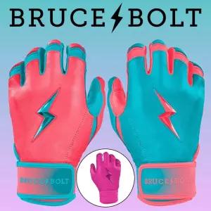 브볼트 맥스클락 판 배팅글러브 Brucebolt 야구장갑 Pink Teal 숏커프 배팅장갑