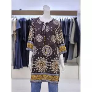 [트리아나]소고 세이브존07 여성 프린트 면 롱 블라우스 AJ2BA51_P345651018