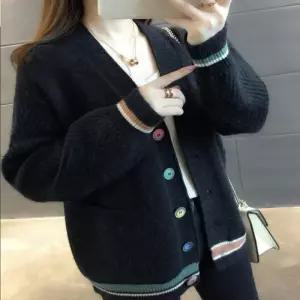 여자 브이넥 루즈핏 롱가디건 색단추 가디건 6색