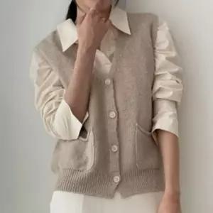 여자 브이넥 버튼 2컬러 모던 베이직 브이넥니트 니트조끼