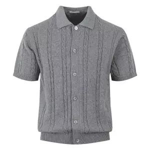 [리빌모아]남자 부클 레귤러 버튼 카라넥 반팔 가디건 AT KNH Q032 차콜_P417770223