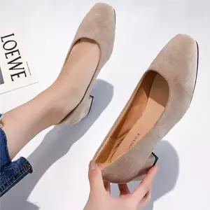 여자 출근 낮은굽 사각코 구두 펌프스 스웨이드 3컬러