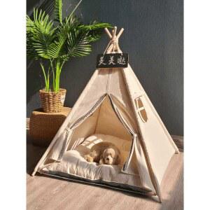 대형견 텐트 강아지 쿠션 휴대용 삼각텐트 출산 고양이 캐노피