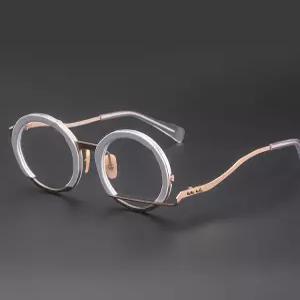 독특한 일본식 비대칭 수제 안경테 큰얼굴 원형 빈티지 수입안경테