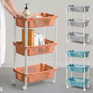 트롤리 수납선반 이동식 팬트리 카트 틈새 3단 주방 이동식선반