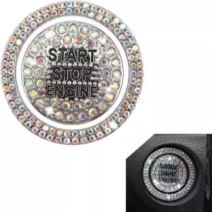 MLY 2 PCS 블링 라인스톤 시작 버튼 커버 푸시 투 스타트 크리스탈 스티커 장식 액세서리 여성용 유니버설