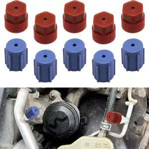 Revvugr 10PCS R134a 캡 A/C 자동차 교체 에어컨 밸브 13mm 및 16mm 충전 포트 커버 고압 저압 먼지