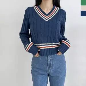 여성니트 CAT 겨울니트 니트 여자컬러 봄니트 꽈배기니트 1051 브이넥 컬러니 데일리