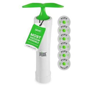 PURE MVP 메이슨 병 진공 밀봉기 키트 | 3배 빠른 전기 및 8배 병용 프리미엄 휴대용 고흡입 주스, 스무디, 음식을 위한 완벽한 밀봉으로 최대의 신선함을 제공합니다