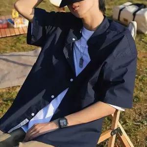 [골드스마일]남자 대학생 셔츠 패션 캠퍼스 룩 오버핏 박스 남방