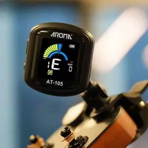 기타조율기 튜닝기 튜너 AROMA AT-105 클립형 기타 충전식고속 정확도 튜닝360 ° 회전크로매틱 베이스 우
