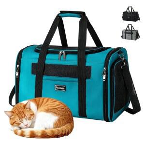 항공사 승인 반려견 캐리어. 고양이 소프트사이드 캐리어, 소형견 여행용 소형 동물 토끼 운반 케이스, TSA 반려동물 캐리어 블루 _AG