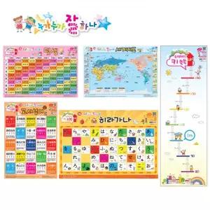 어린이 벽보 10종: 덧셈 뺄셈 고사성어 1 2 세계지도 국기 키재기 히라가나