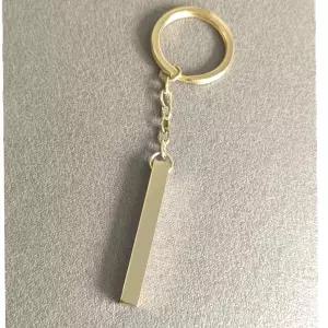 호환  10개 미러 폴리시 스테인리스 스틸 3D 바 스트립 키체인 5x40mm 3D 키체인