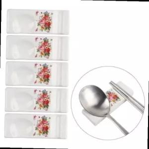 국산 본차이나 허니문로즈 도자기 수저 받침 5개입