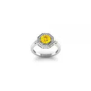 LMDPRAJAPATIS 8.25 캐럿 빈티지 라운드 모양 옐로우 사파이어 원석 약혼 실버 반지 여성 및 남성용, 순은,