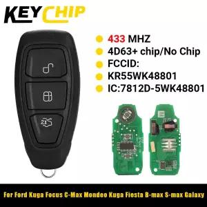 호환  KC KR55WK48801 3버튼 스마트 풀 리모컨 자동차 키 433MHz 포드 쿠가 포커스 C-맥스 몬데오 쿠가 피