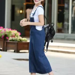 여름 편하고 시원한 캐주얼 진청 데님 롱 멜빵 치마 syY9+7efc
