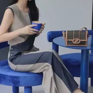 앤트맨 여름 여성바지 배색 민소매 하이웨스트 점프슈트 출근룩 와이드팬츠 OPH5