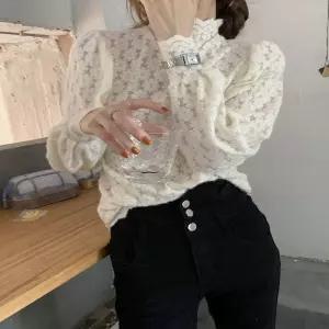 여자 큐티 이너티 하프넥 레이어드 레이스블라우스 Hfe6+8zwV