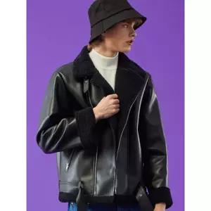 Koleat [셀럽 착용, 7차 재입고] MEN 오버핏 무스탕 플리스 자켓 All_Black