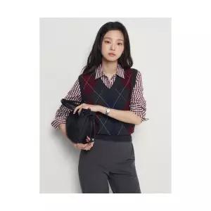 빈폴 BEANPOLE LADIES 아가일 V넥 베스트 애쉬 BF595UC014 433392
