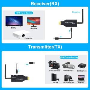 Eppfun 무선 HDMI 송신기 및 스트리밍용 익스텐더 어댑터 200 프로 장거리 50m 4K