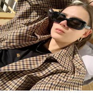 여자 숏트렌치 여자코트 럭셔리 체크 벌룬소매 봄가을 상의 코트 KS1