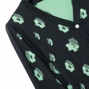 여성 니트 빈티지 여자니트 긴팔티셔츠 탑 싱글 프렌치 플라워 브이넥 얇은 KS3