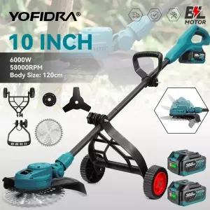 호환  YOFIDRA 10인치 브러시리스 전기 잔디 깎는 6000W 58000RPM 정원 접이식 잔디 트리머 마키타 18V 배
