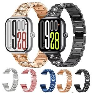 레드미 워치 6 5 4용 고급 스테인리스 스틸 밴드, 샤오미 미 8Pro 9Pro용 다이아몬드 스트랩, 여성용 블링