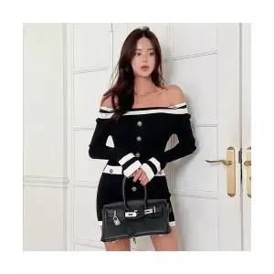 여자 니트 스커트 하객 가을옷 오프숄더 원피스 힙업 BE3