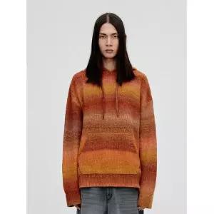 [비바스튜디오] 그라데이션 니트 후드티셔츠 - ORANGE