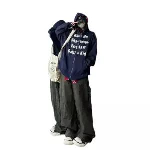 남사친 네이비 가을 캐주얼 빈티지 페이크 투피스 패치 집업 커플룩 카디건 코트 후드 맨투맨 MF3