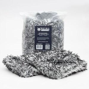 디테일 아모리 극세사 세차 미트, 플러시 클리닝 섬유, 스크래치 프리, 스월 보풀 8인치 x 11인치, 세탁기 세척 가능, 2팩(블랙)